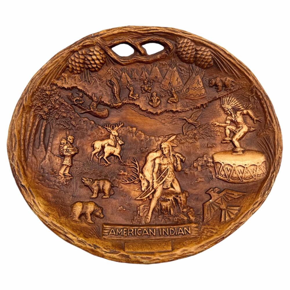 Vintage American Indian Syraco Wood Wall Plaque / Bowl
